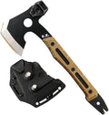 HX OUTDOORS Multifunctional Splitting Axe Full Tang Survival Camping Tactical Wood HatchetCamp Bushcraft Hand Axes with Hammer and Nail Puller (Brown)