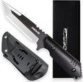 OERLA OLX-004 Tactical Survival Knife with Kydex Sheath Outdoor Fixed Blade with Belt Clip 420HC Steel Blade Camping Knife with G10 Handle