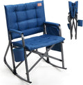 EVER ADVANCED Lightweight Folding Rocking Camping Chair Padded Portable Rocker Chair for Patio Lawn and Outdoors Heavy Duty Hard Armchair for Adults Blue