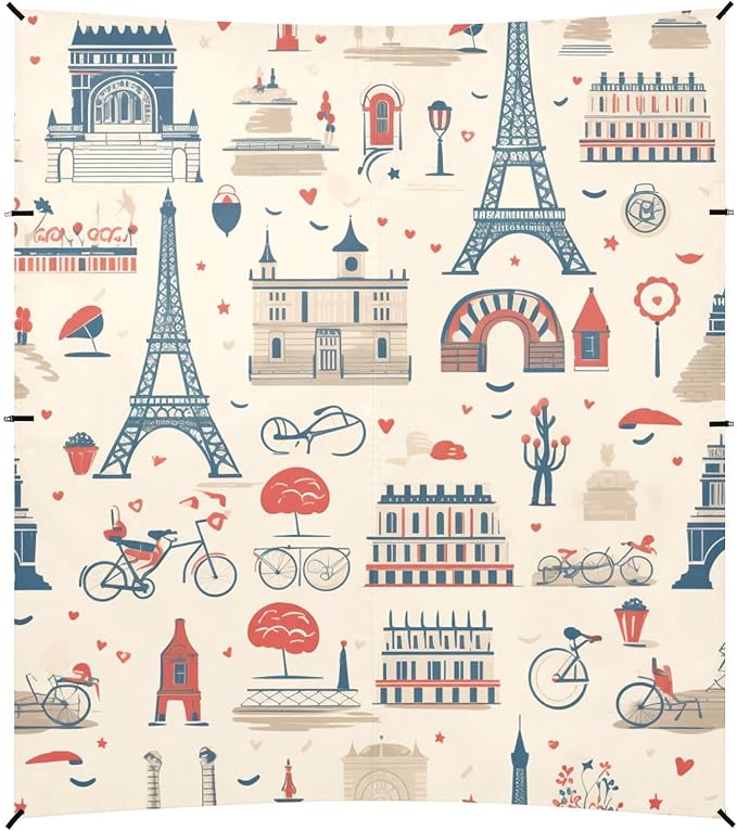 ALAZA Paris London Eiffel Tower London Bridge Colosseum Beach Tent Sun Shelter Portable Canopy Sunshade for Outdoor Camping Picnics Backyard Fun 10x9 ft