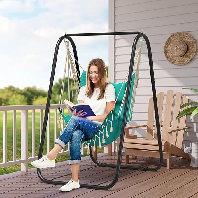 G TALECO GEAR Hammock Chair with StandHeavy-Duty and Rustproof Hanging Chair with StandHammock Swing Chair Standfor Indoor Outdoor Patio Yard Garden Porch (Aqua)