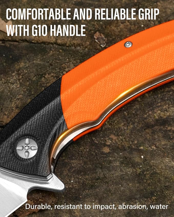 DISPATCH Folding Pocket Knife3.768Cr13Mov Steel Trailing Point Blade G10 HandleLiner Lock EDC KnifeTactical KnifeLarge Folding knife with ClipPocket Knife for Men Women Camping Survival Hiking.