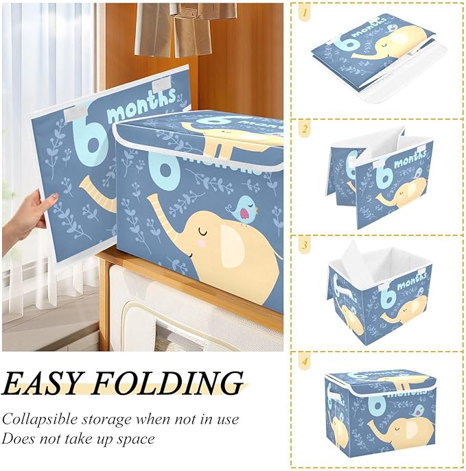 6_months Storage Bins with Lid Stackable Organization Storage Fabric Storage Bin for Home Studyroom Office Basket