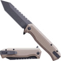 Off-Grid Knives - Viper V2 with154CM Steel Tanto Blade Grippy G10 Scales Left or Right Deep Carry Clip Ceramic Ball Bearings (Coyote)