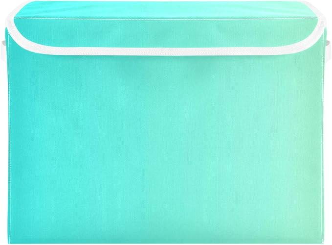 Turquoise Gradient Storage Container with Lid Collapsible Organizing Containers Gallon Storage Bins for Office Supplies