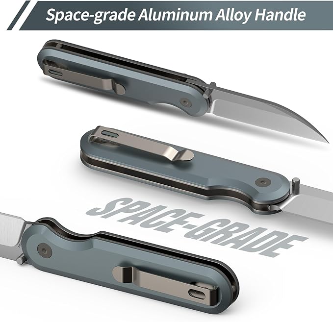 FINTISO Pocket Knife 3 14C28N Blade EDC Knife with Aluminum Alloy Handle Folding Knife with Pocket Clip for Outdoor Camping Hunting Hiking Survival Parrot Series
