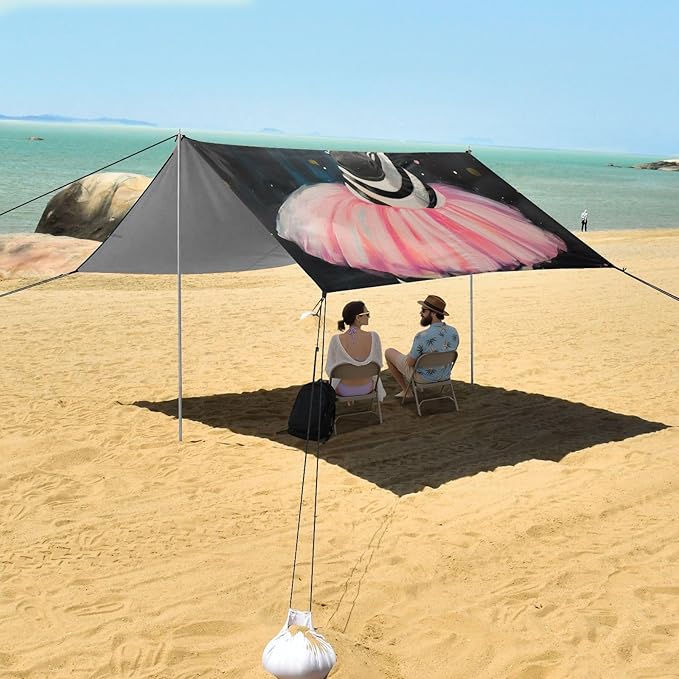 ALAZA Cute Party Zebra Wearing Skirt Beach Tent Sun Shelter Portable Canopy Sunshade for Outdoor Camping Picnics Backyard Fun 10x9 ft