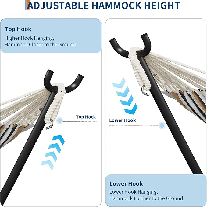 GarveeLife Double 2 Person Hammock Indoor Outdoor Standing Hammock with Space Saving Steel Stand Carry Bag 450 LBS Weight Capacity Suitable for Garden Camping Beach Coffee