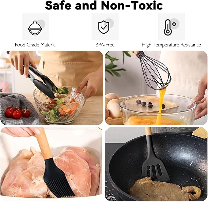 Camping Accessories Kitchen Cooking Utensils Set - Portable Outdoor Camp Cookware Set Silicone Camper Essentials Gear Must Have Supplies for Travel RV BBQ Grill Picnic Hiking