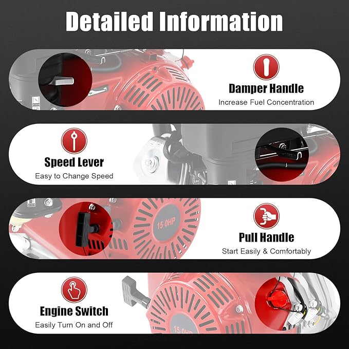 420CC 15Hp Gasoline Engine 9700W Mini Bike Engine Pull Start Air Cooling Go Kart Motor 4-Stroke Small Gas Engine 3000-3600Rpm for Water Pumps Vibrators Generators with 1.72 Gallons Fuel Tank