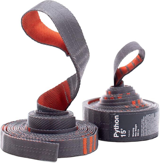 KAMMOK: Python 15' Tree Friendly Hammock Straps | Woven No-Stretch Knotless Durable Holds up to 500lbs (Lightweight for Hiking Camping Backpacking) Set of 2 w/Stuff Sack