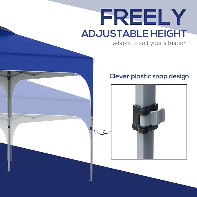10x10ft Blue Easy Setup Pop-Up Gazebo Featuring Waterproof Material Heavy Duty FFor rame Built-in Carry Bag Wheels Height Adjustable