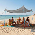 CROWN SHADES 10x10 Beach Tent Sun Shelter Easy Pop Up Beach Canopy Shade Portable Outdoor Carpas UPF50+ Includes 4 Poles Adjustable Aluminium Extra-Large Big Sand Shovel Grey