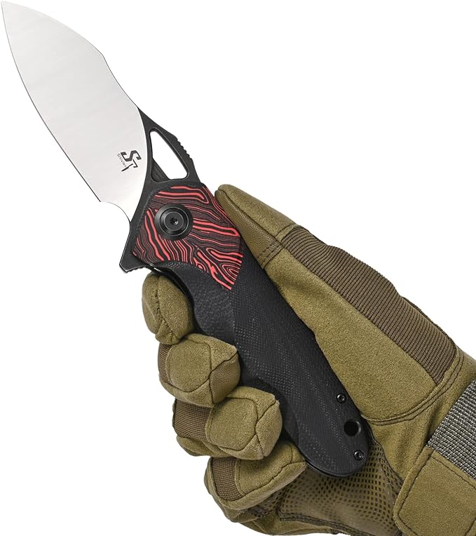 Sitivien ST154 Folding Knife Sandvik 14C28N Steel Blade with G10 HandleChinese Zodiac Series EDC Tool Knifes for Camping Hunting Survival Hiking(Red)