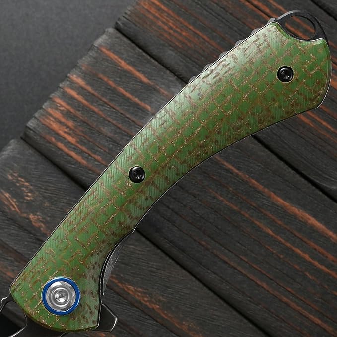 Sitivien ST147 Folding Pocket KnifeBlack Stonewashed 14C28N Steel Blade with Micarta Handle Utility Knife EDC Tool Knife for Outdoor CampingHikingHunting(Green)