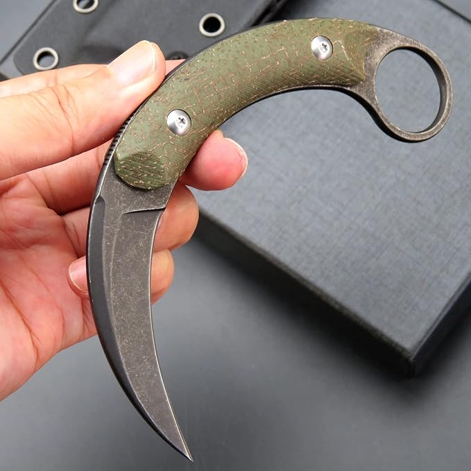 C16901 Fixed Blade Knives D2 Steel Micarta Handle Outdoor Survival Claw KnifeCamping EDC Tools Kydex Sheaths(Green)