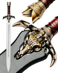 Conan The Barbarian Real Swords 42'' Handmade Conan Atlantean Sword 1095 Carbon Steel Brass Fittings Full Tang Leather Sheath Viking Sword Real King Tool 7.5 lbs Gifts for Men (Conan Father Sword)