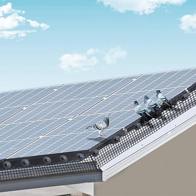 VEVOR Solar Panel Bird Guard 8inch x 98ft PVC Coated Wire Mesh Roll Kit with 100pcs Fasteners Critter Fence Pigeon Proofing Black
