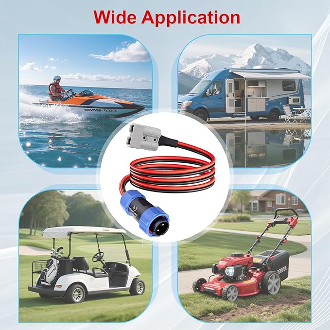 ELFCULB Aviation Plug to SB50 Cable 10AWG SB50 Battery Quick Connect to Aviation Male 12V Charing Cable Compatible with Portable Power Station AC200MAX/AC200P New 2-Pin(6FT)