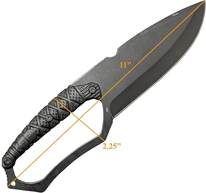 NLX 11 Black Stonewash Tanto Drop Point Style Machete and Outdoor Tools with Glass Breaker Full Tang Stainless Steel Fixed Blade with ABS Sheath. Durable Gear for Camping Hiking Bushcraft EDC Use