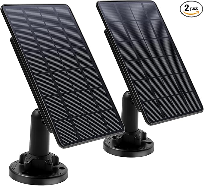 Trail Camera Solar Panel 12V/1A 6V/1.5A Solar Battery Charger Kit Built-in 5200mAH Rechargeable Lithium Battery Compatible with Hunting Game Camera(2 Pack)