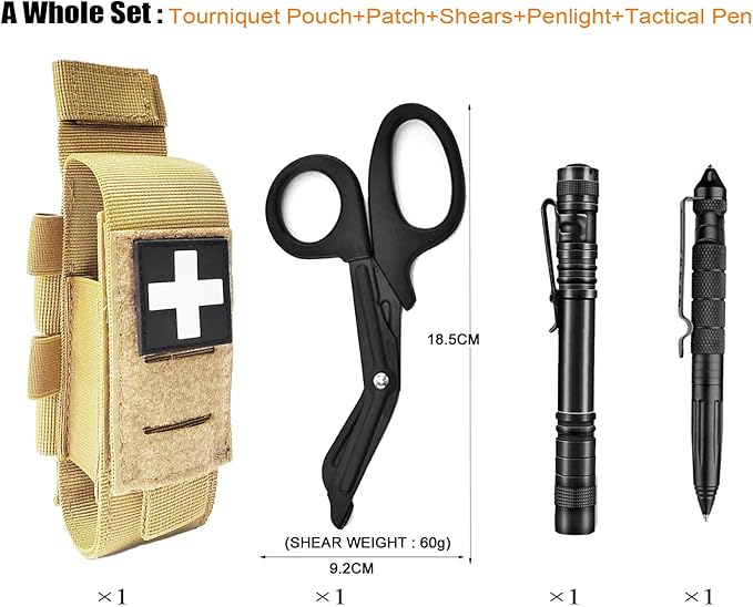 Laser Cut Tactical Molle Tourniquet Pouch TQ Holder Tourniquets Holster IFAK TQ Tourniquet Case Trauma Medical Shear Pouch Pen and Penlight Holder