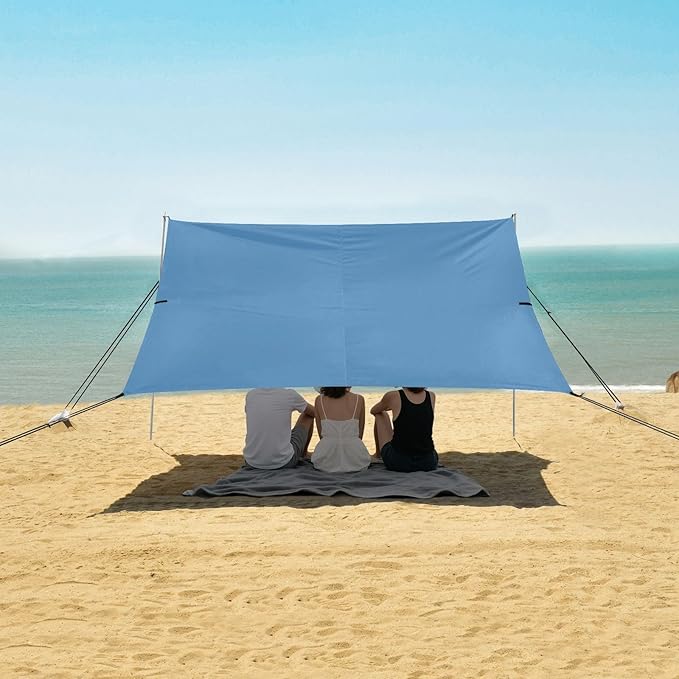 Steel Blue Beach Tent UPF50+ Easy Setup Shade Sun Shelter with Carrying Bag for Camping Picnics Backyard