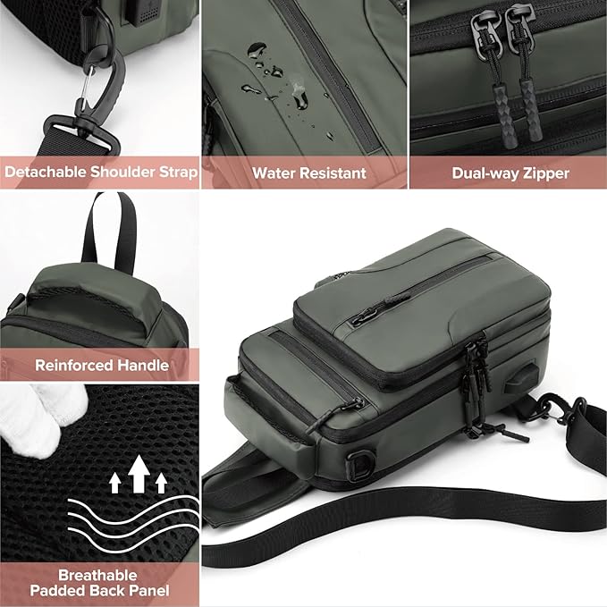 Anti Theft Crossbody Backpack Shoulder Sling Bag Men Women One Strap Motorcycle Messenger Bag Daypack for Cycling