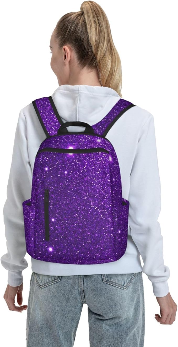 Backpack Travel or Work Bookbag purple Glitter Sparkle texture Laptop Daypacks