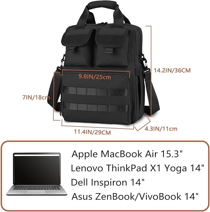 ArcEnCiel 12.9-14.2 Inch Laptop Tactical Messenger Bag Men MOLLE Sling Pack Briefcase Gear Handbags Utility Carry Satchel
