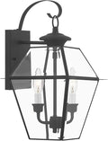 Livex Lighting 2281-04 Westover 2 Light Outdoor Black Finish Solid Brass Wall Lantern with Clear Beveled Glass