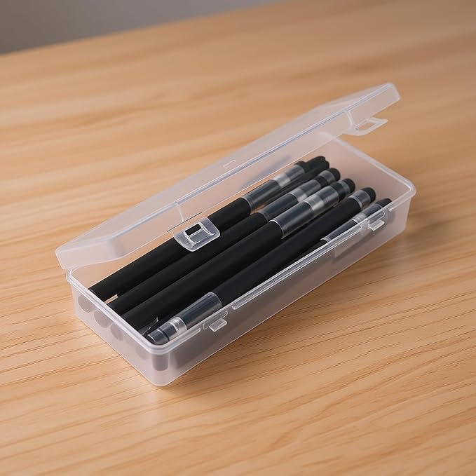 8 Pack Rectangular Clear Plastic Storage Containers Box with Hinged Lid for Beads and Other Small Craft Items (6.89 x 2.56 x 1.38 inch)