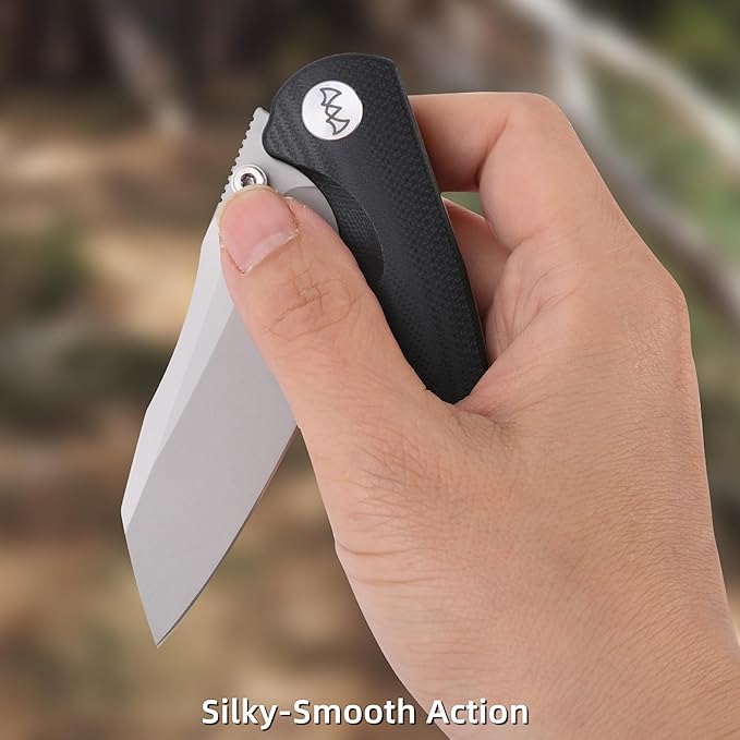 Folding Pocket Knife 3.35 14C28N Blade G10 Handle EDC Knife with Liner Lock Small Pocket Knife with Clip for Men Sharp Camping Hiking Hunting Survival Knives (Silver)