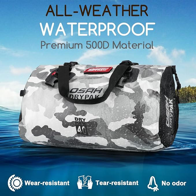 Waterproof Duffel Bag - Motorcycle Dry Bag Tail Bag with Large Storage Space Waterproof Luggage Duffle Bags with Outer Mesh Zipper Pocket for Camping Kayaking Fishing &amp Traveling