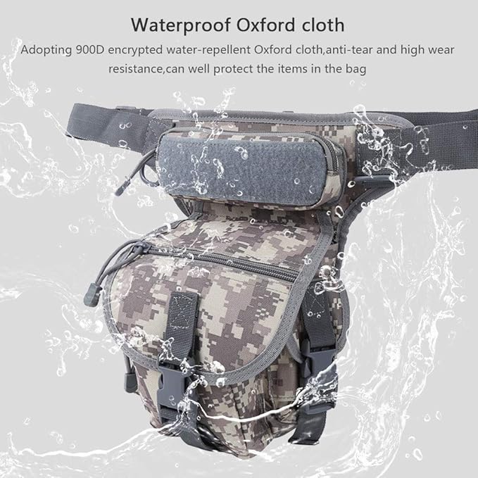 Weatherproof Reporter Pouch Leg Bag | 900D Oxford Cloth Drop Leg Bag for Photography/Travel/Outdoor | Tear &amp Sturdy with Quick Access Pockets (ACU (spot) One Size)