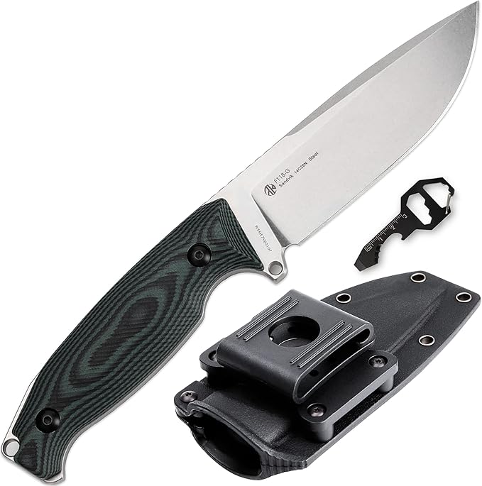 Ruike Camping Small Fixed Blade Knife with Sheath 360 Rotate 14c28n Tactical Full-tang Large Big Stainless SteelHunting Survival Bushcraft Top Hiking ToolMen EDC Outdoor Belt Hidden Horizontal Case