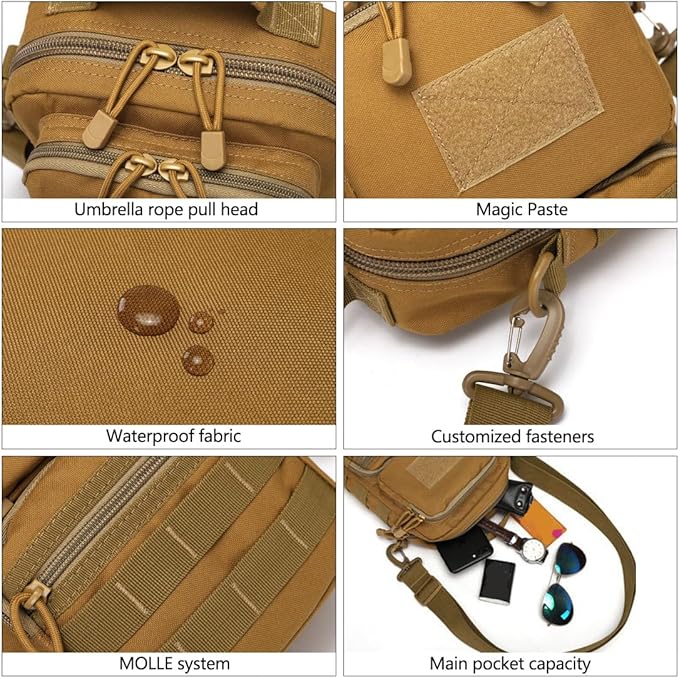 Small Tactical Messenger Bag For Men Shoulder Bags Travel Bag Crossbody Casual Pack (Military Green)