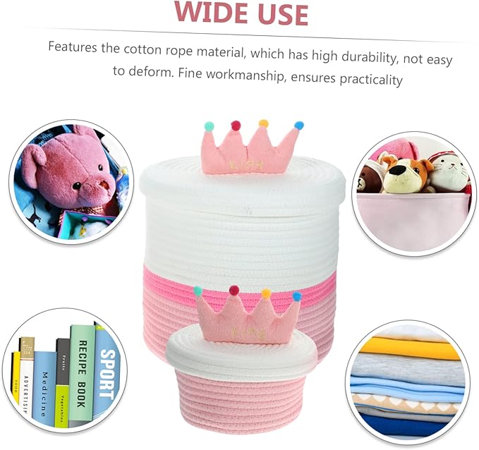 Happyyami 2pcs Baskets Lids Decorative Storage Boxes Lids for Organizing Woven Basket