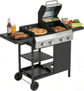 Endark 49200 BTU 4-Burner Multi-Function Stainless Steel BBQ Grill - For Outdoor Cooking Patio Backyard Barbecue Camping - Griddle Combo for BBQFRYING and PIZZA