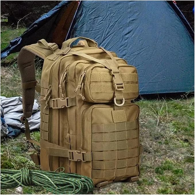 PURYN Tactical Nylon Backpack Camping Travel Fishing Bag Waterproof Men Large Capacity Travel Hunting Backpack(C)