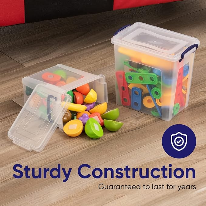 Superio Clear Storage Bins with Lids X-Deep (4 Pack) Small Organizer Box for Home Kitchen Garage- Store Food Supplies and Hair Accessories (2.5 4.75 8.7 14.25 Qt)