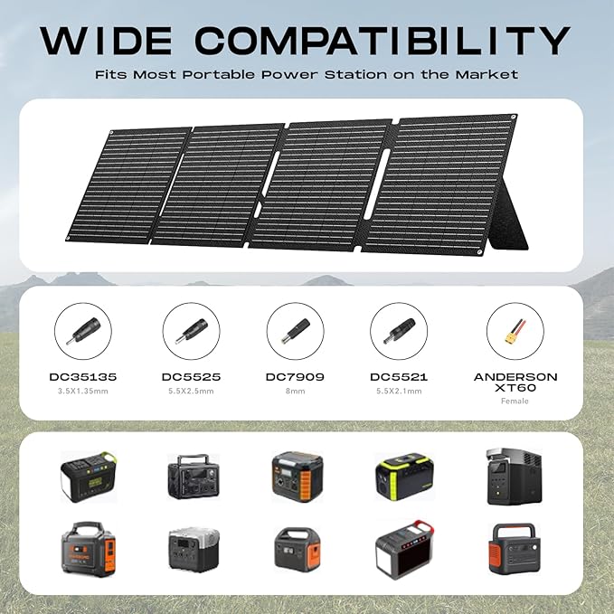 MARBERO 100W Portable Solar Panel IP68 Waterproof 100 Watt 20V Foldable Solar Panel Charger for Power Station QC3.0 USB &amp DC Output &gt23% High Efficiency for Camping Outdoor Home RV Blackout Clo
