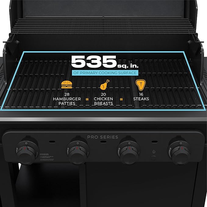 Charbroil Pro Series with Amplifire Infrared Technology 4-Burner Propane Gas Grill Cabinet with Side Burner Black - 463281024