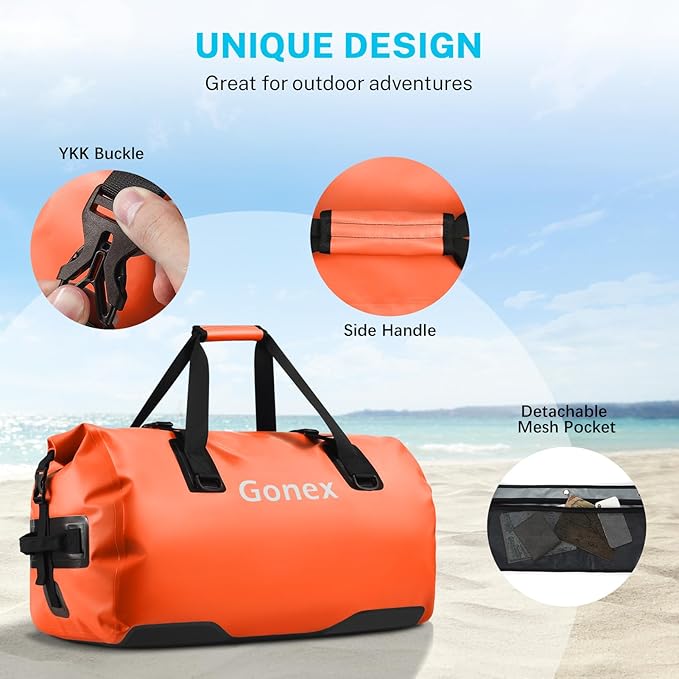 Gonex 40L 60L 80L Extra Large Waterproof Duffle Travel Dry Duffel Bag Heavy Duty Bag with Durable Straps &amp Handles for Kayaking Paddleboarding Boating Rafting Fishing