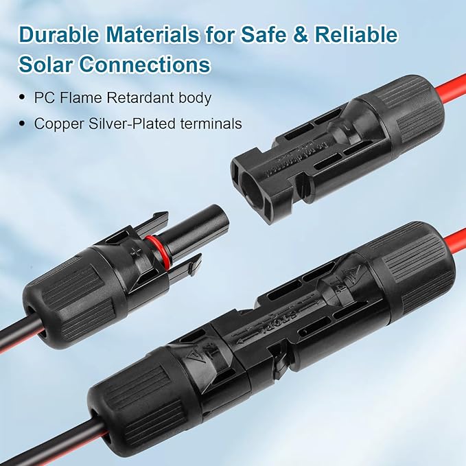 XRDS -RF 12AWG Solar to XT60i Extension Cable 20FT– Tinned Copper Heavy-Duty XT60i Female Wire for Solar Panel Battery and Power Station Low Resistance