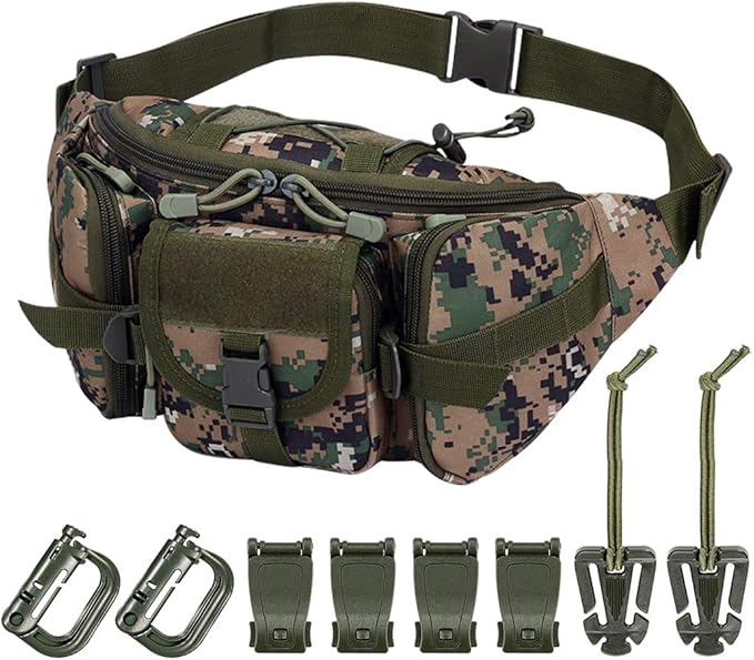 Tactical Fanny Pack Waist Bag Pack Sling Bag Range Bag Utility Hip Bag with Adjustable Strap for Outdoor Sports Jogging Walking Hiking Cycling (DW)