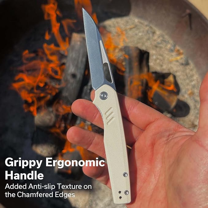 CIVIVI Guile Pocket Knife Folding Knife for EDC 3.25 Swedish 14C28N Blade G10 Handle with Reversible Deep-Carry Clip C24062B-3 (Ivory)