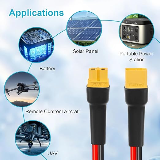 10AWG 20FT XT60 Extension Cable 2 3 5 10 15 20 25 30 35 40 50 75 100FT XT60 Female to Male Connector for Portable Power Station Solar Panel RC Battery