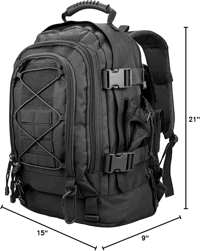 Miramrax Tactical Backpack Military Army Daypack - Assault Pack for Men Molle Backpacks Bug Out Bag 3 Day Pack for Hiking Camping Travel Hunting Rucksack Trekking Black