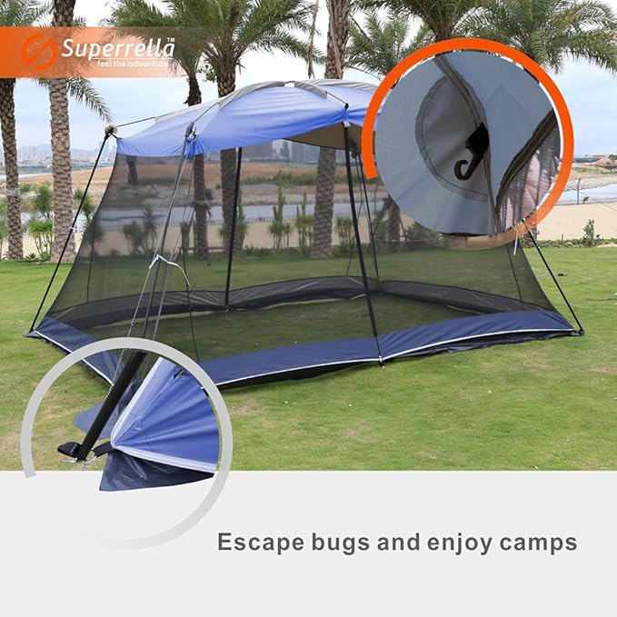 Screen House 13x9 Ft Canopy Tent Sun Shade Shelter Perfect for Outdoor Activities Blue